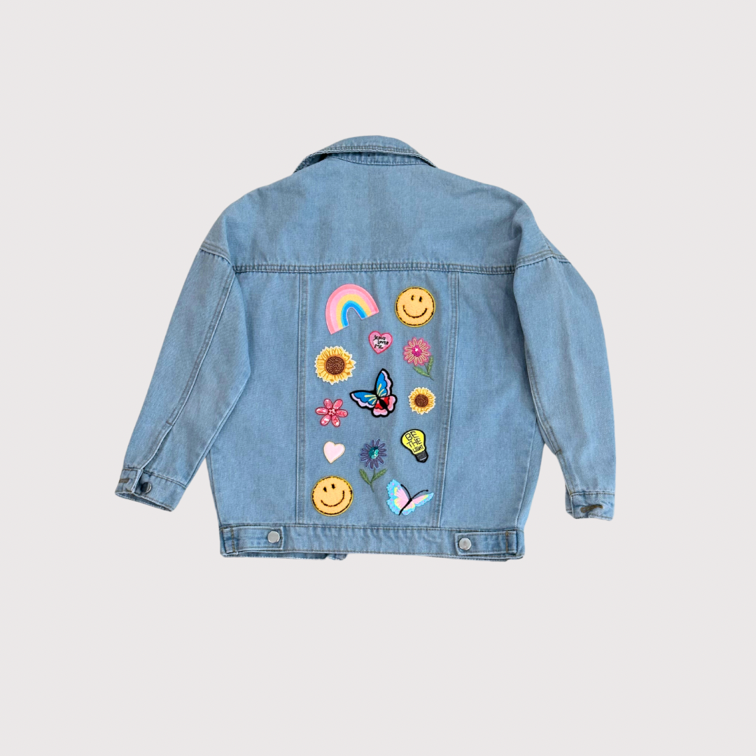 Embroidered patch denim jacket online