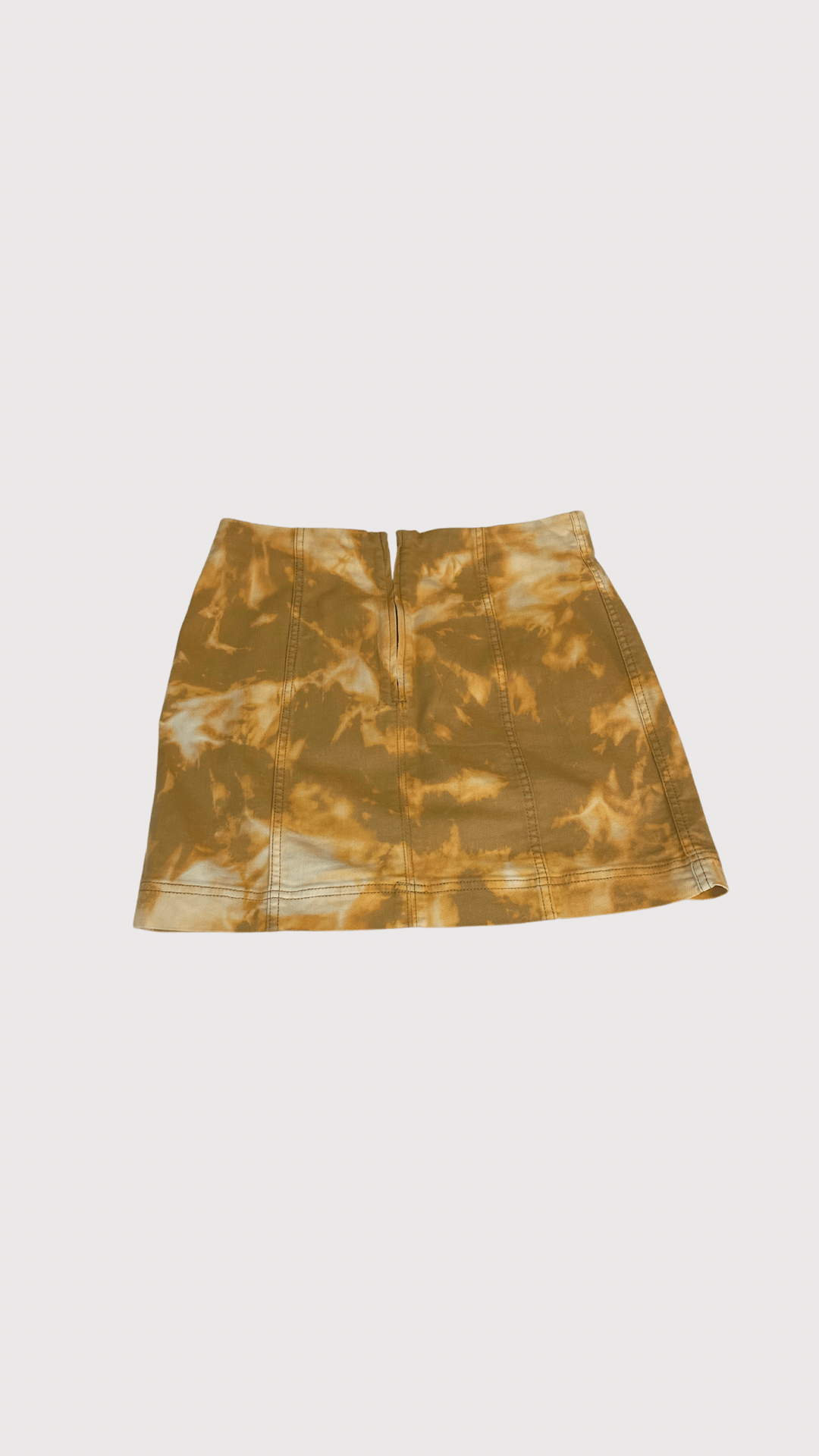 Women's upcycled yellow tie dye mini skirt