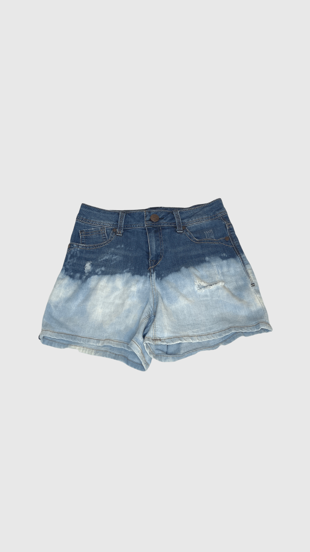 Women's upcycled bleached high waisted denim shorts