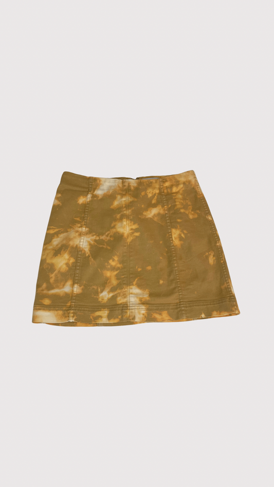 Women's upcycled yellow tie dye mini skirt