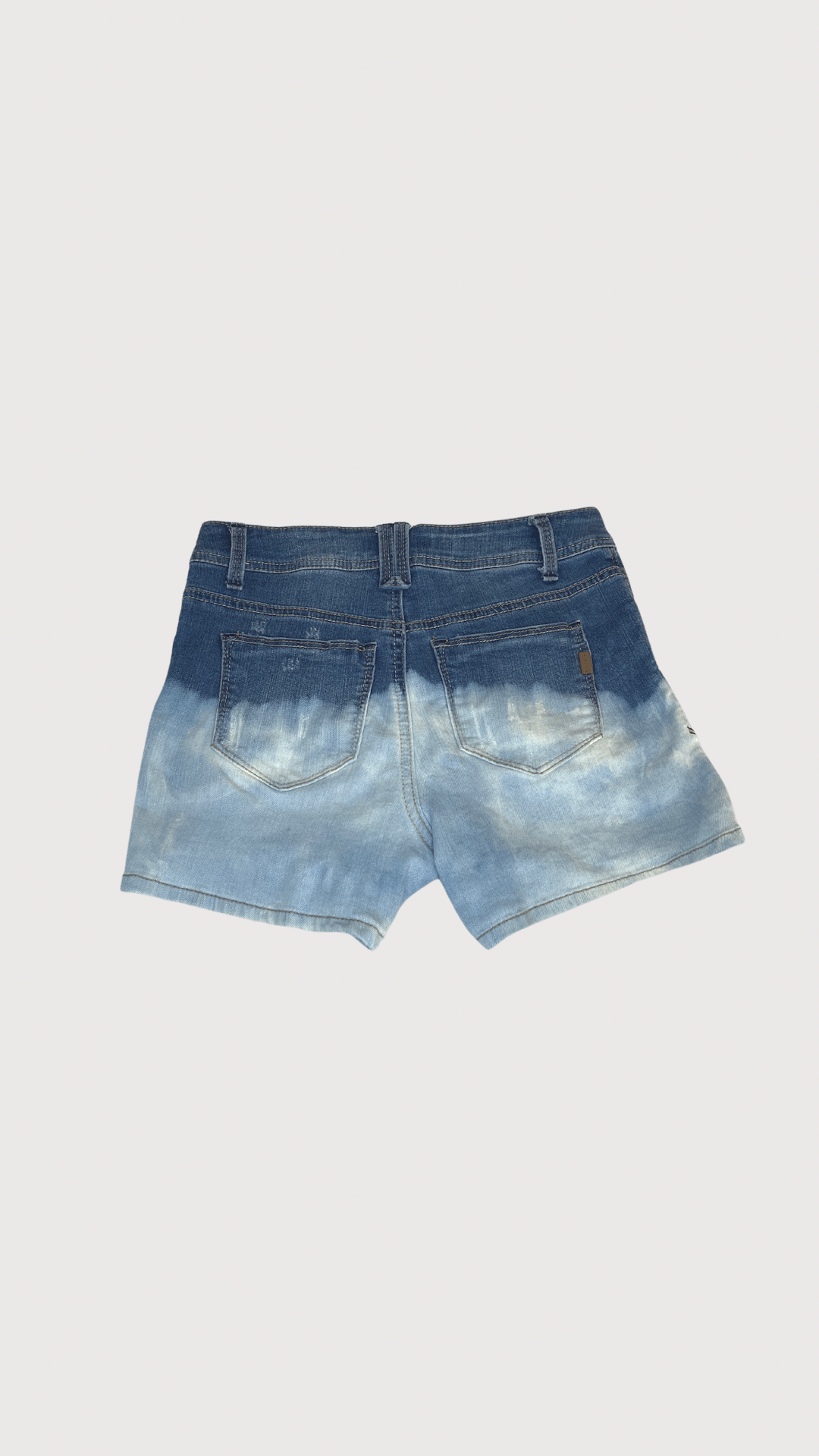 Women's upcycled bleached high waisted denim shorts